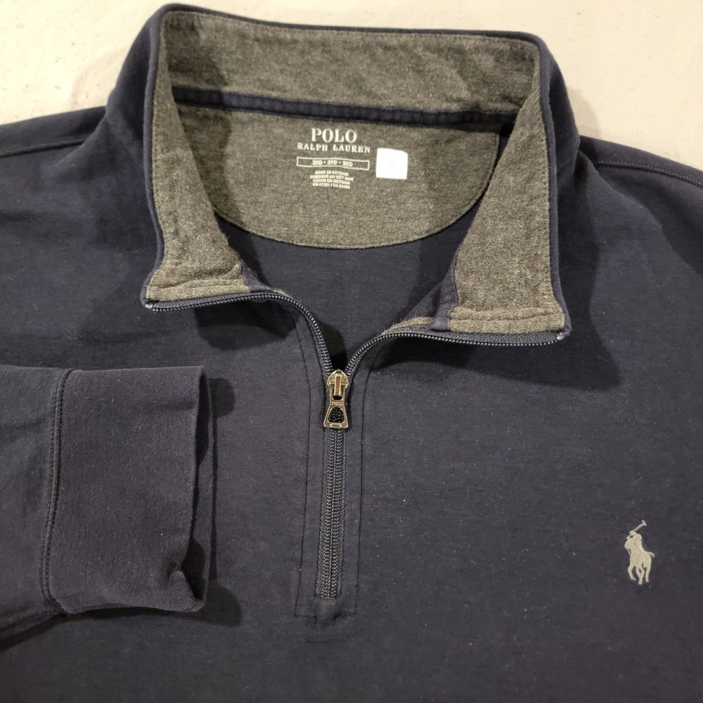 Polo Ralph Lauren 1/4 Zip Big & Tall Mens 3XB Navy Stretch Outerwear Long Sleev